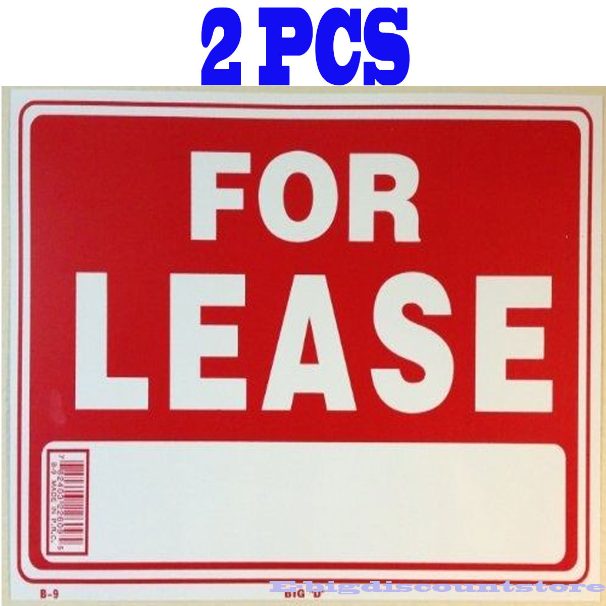 2 Pcs ” FOR LEASE ” 9″ x 12″ Red & White Flexible Plastic Sign BAZIC S-9