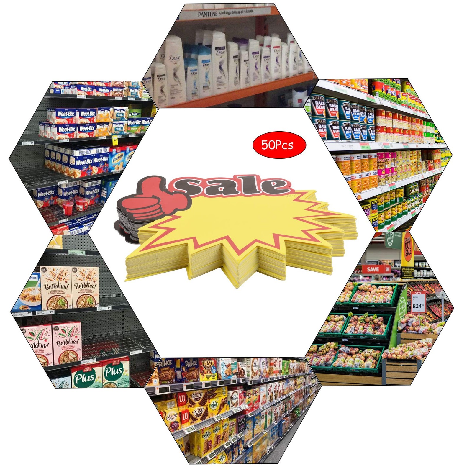50pcs Blank Sales Promotion Retail Sale Signs with Bright Display Tags for St…