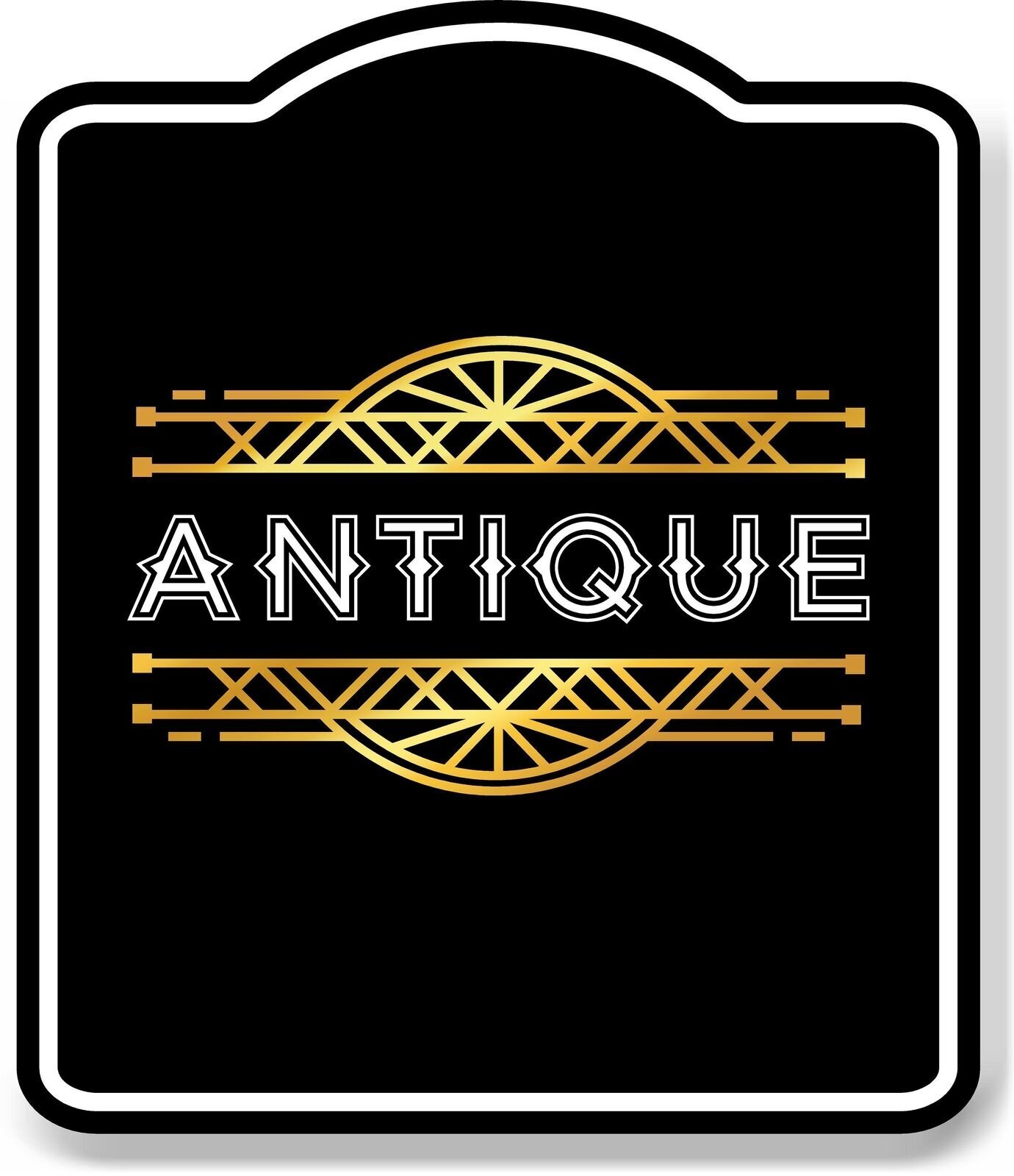 Antique Retro Geometric Ornaments BLACK Aluminum Composite Sign