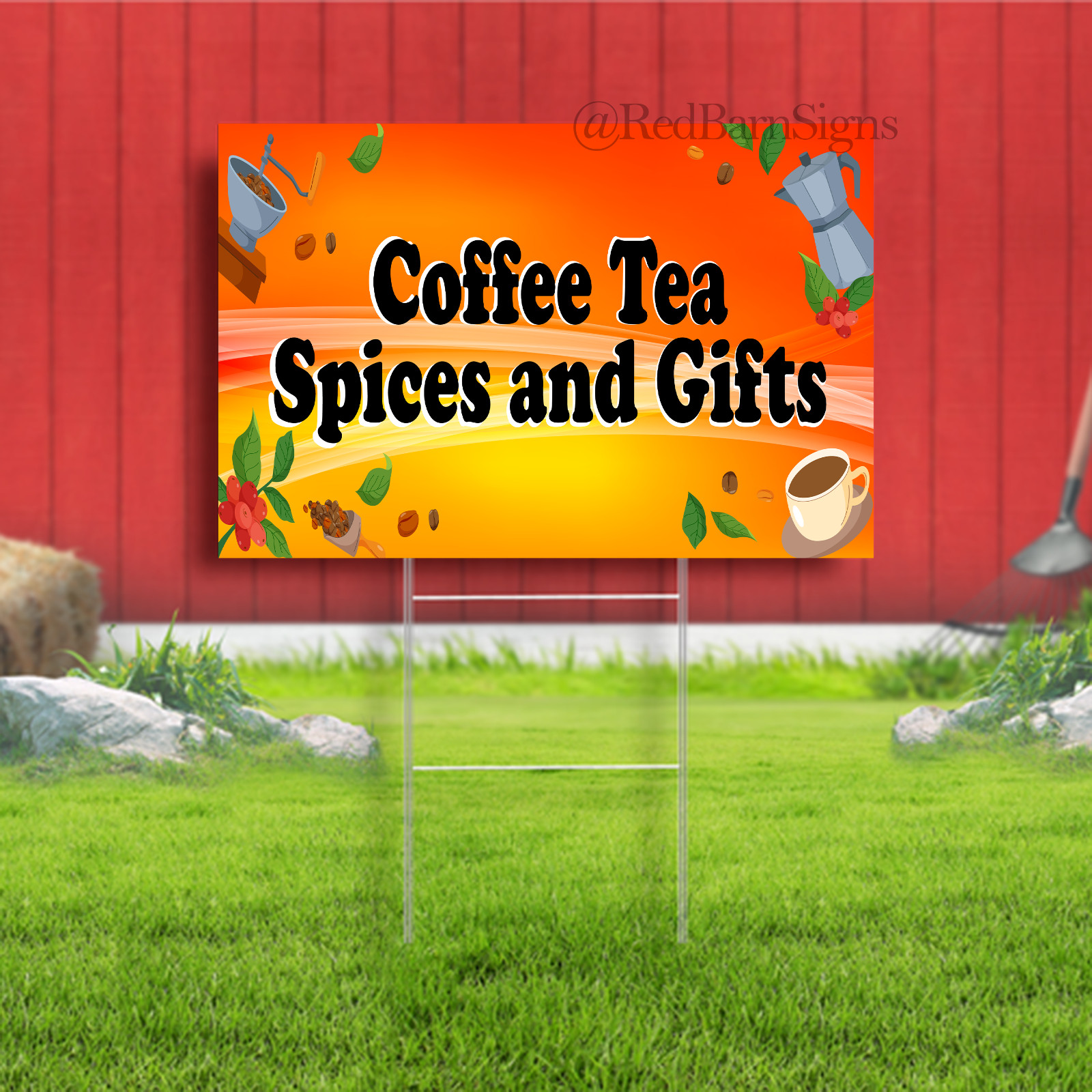 Coffee Tea Spices and Gifts Coroplast Sign Plastic Indoor Outdoor Yard Sign