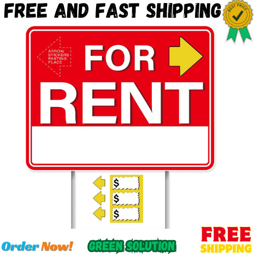 GXGGUS For Rent Signs with Stakes,1 PCS 17″ x 13″ Double-Sided Signs, H-Metal