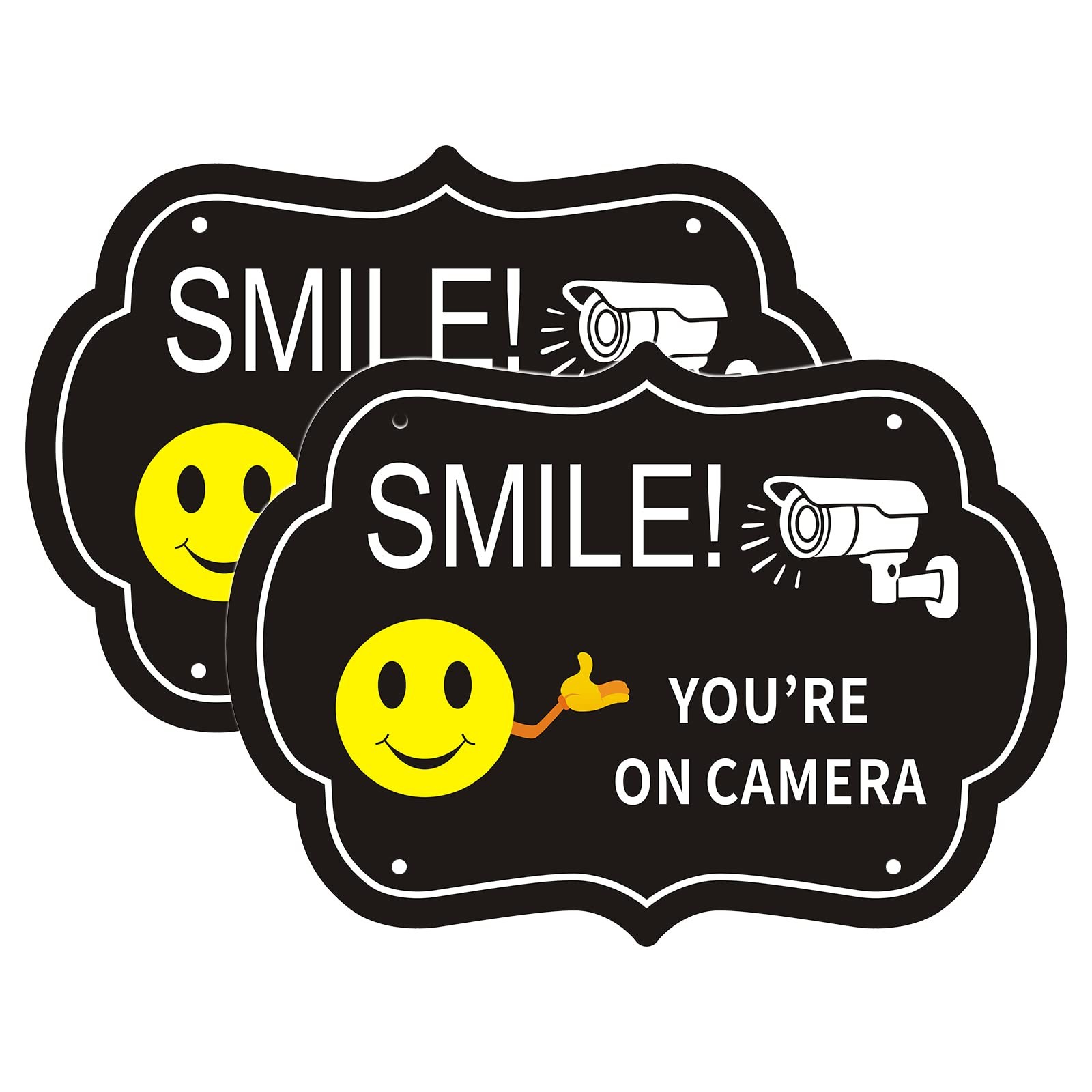 Smile Your on Camera Signs, Video Surveillance Signs Outdoor, 10×7 Inch Rust …