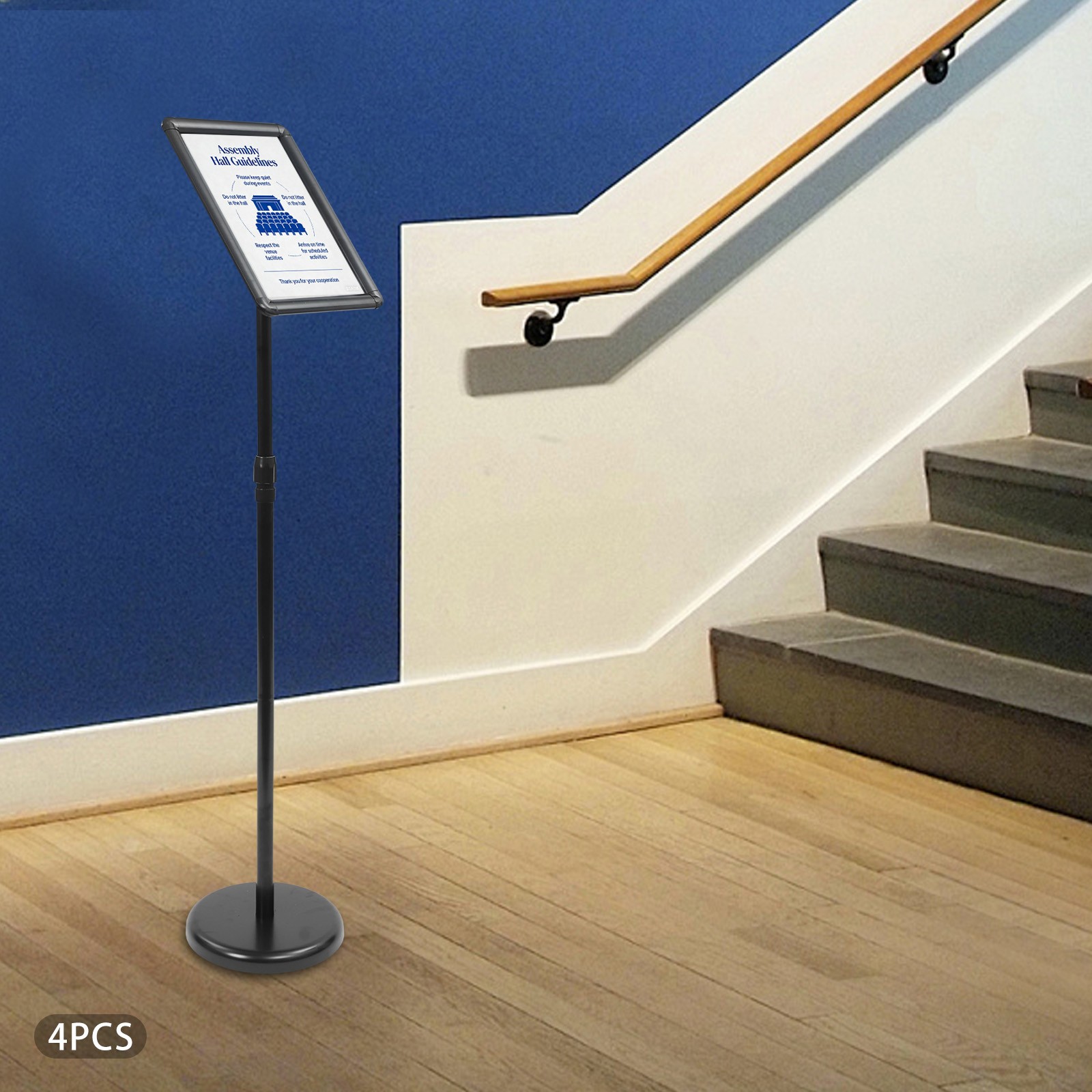 4 Packs Sign Stands Adjustable Floor Standing Sign Holder Pedestal Poster Stand