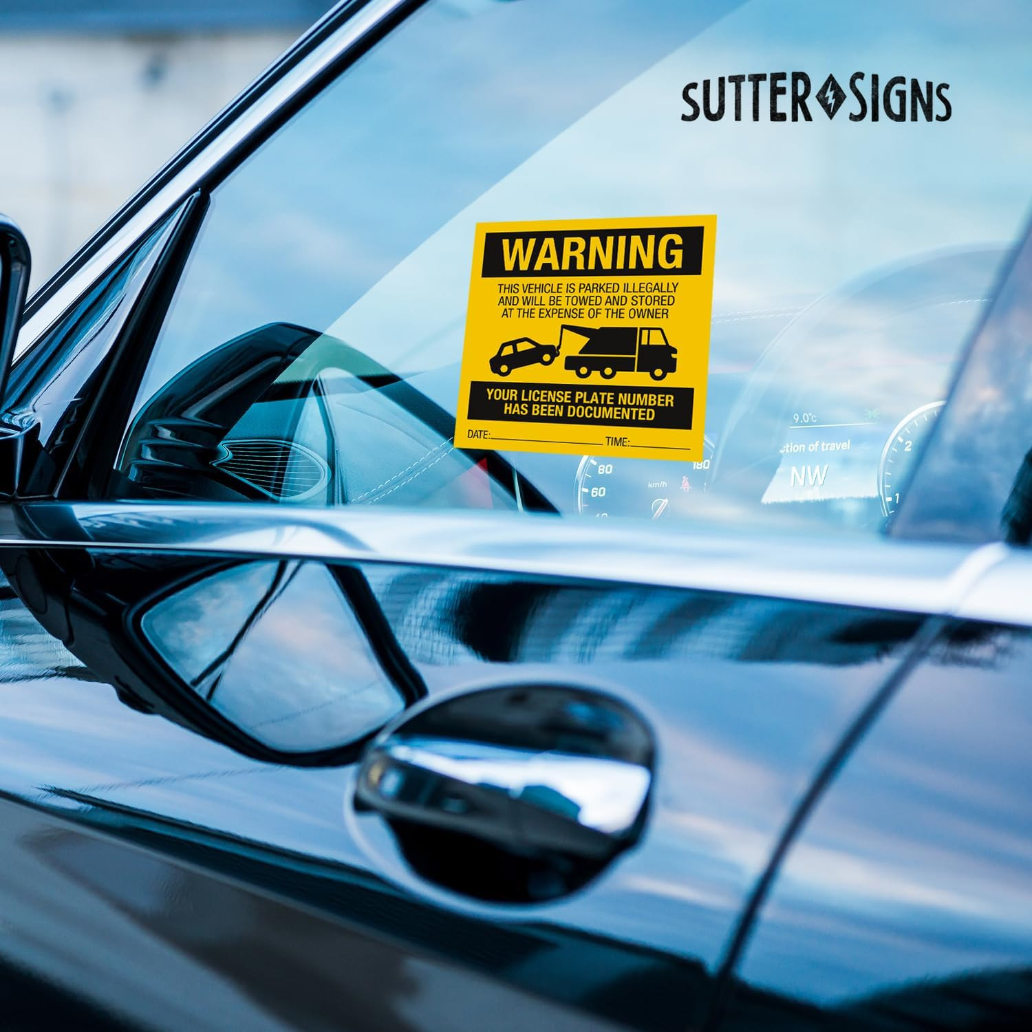 Illegally Parked Warning Stickers (Pack of 25) | Tow Away Warning Sign for Illeg