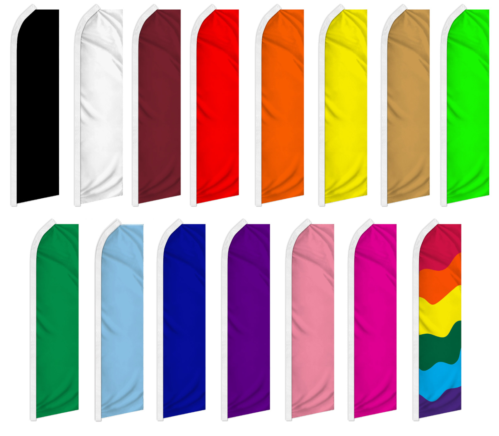 Solid Color Advertising Flutter Feather Flag Swooper Banner Black Green Blue Red