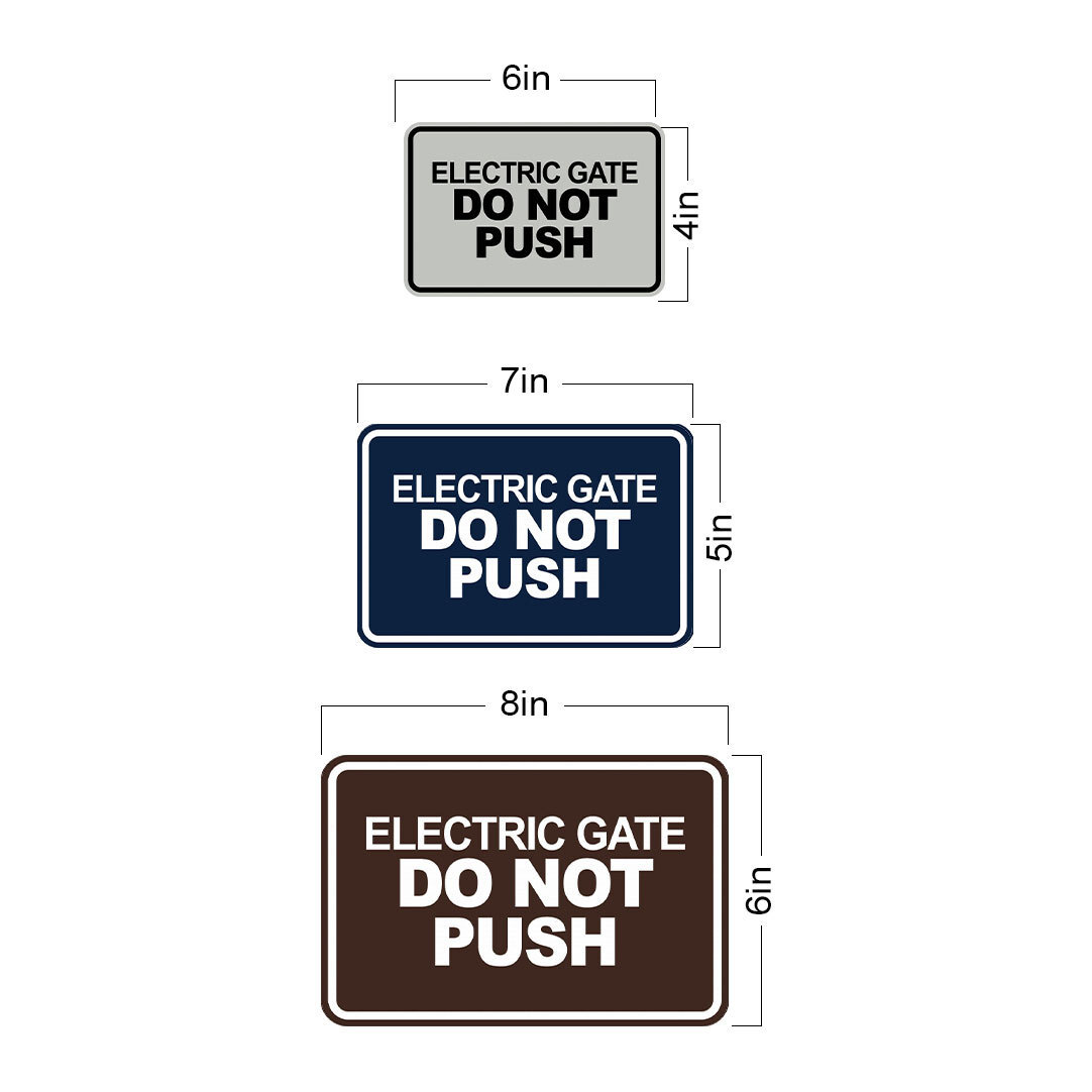 Signs ByLITA Classic Framed, Electric Gate Do Not Push Wall or Door Sign
