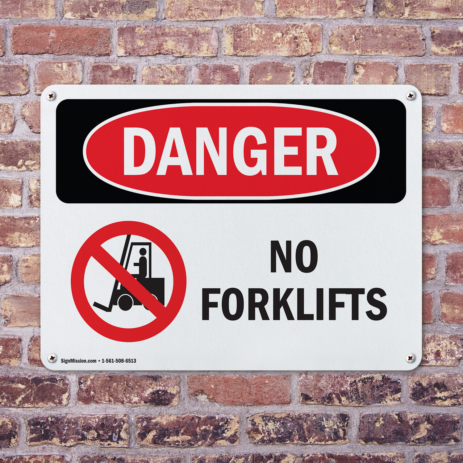 (2 Pack) No Forklifts OSHA Danger Sign Decal Metal Plastic