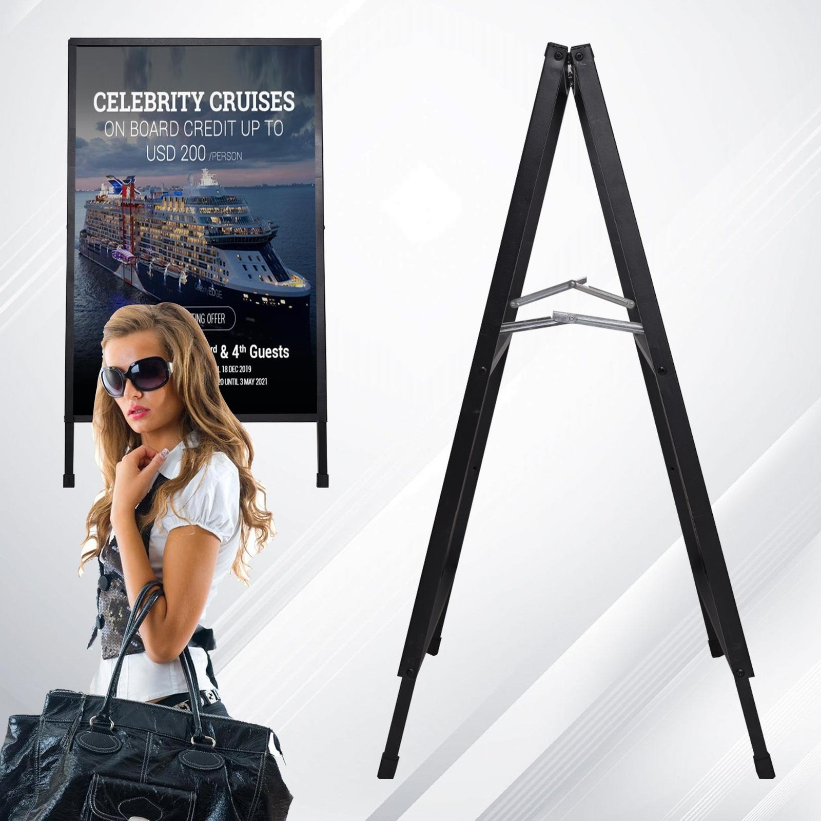 2pcs A-Frame Sidewalk Sign 24×36 in, Portable Double-Sided Sandwich Board