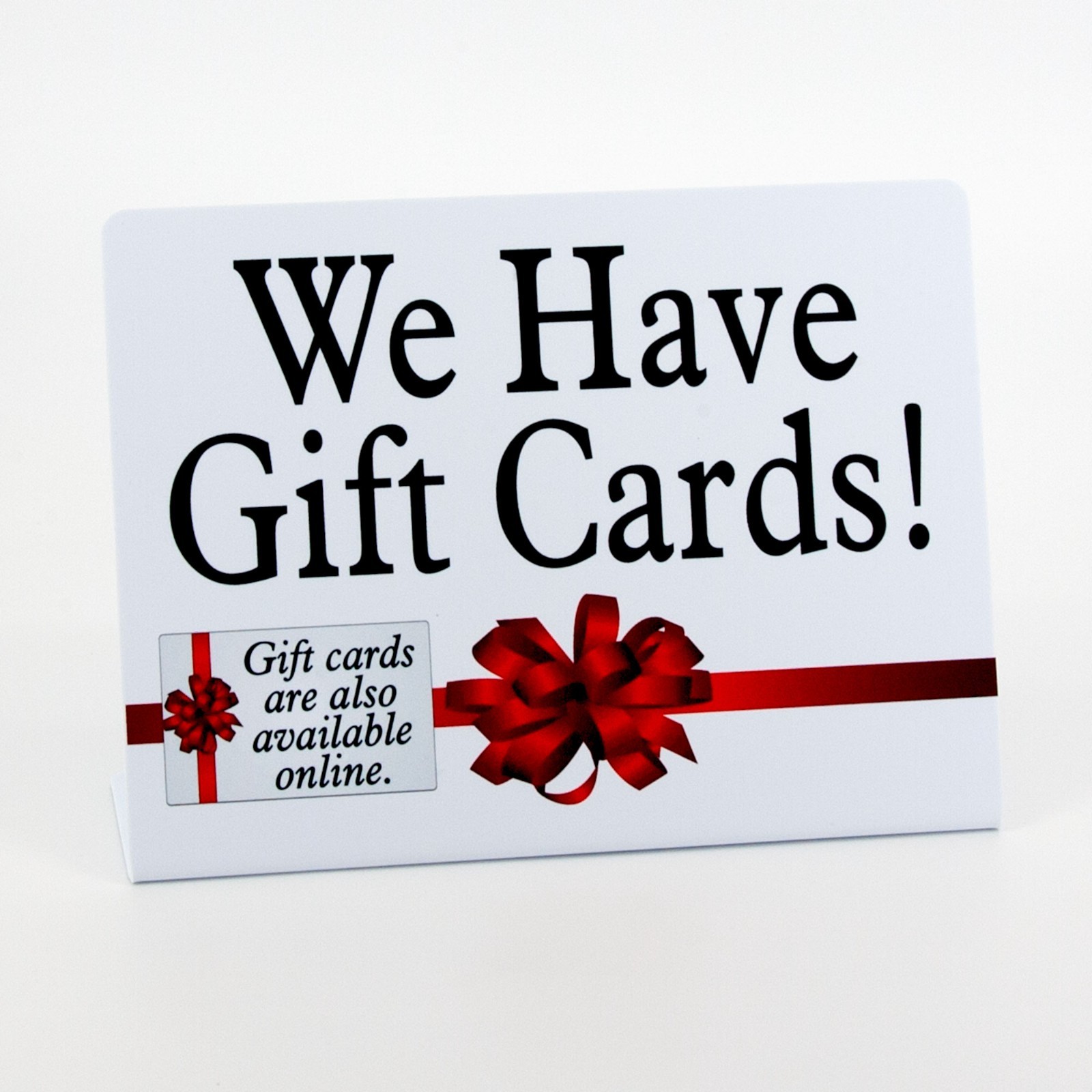 3 Pack – We Have Gift Cards Signs, Free Standing Countertop Display, Plastic