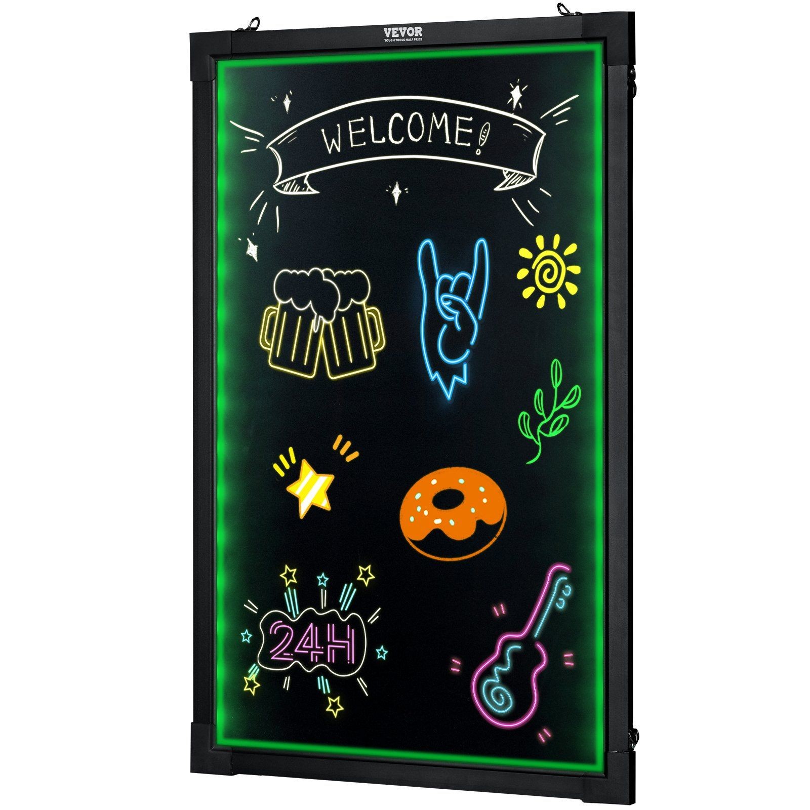 16×12 LED Message Board with Remote, Erasable Neon Effect, 8 Markers