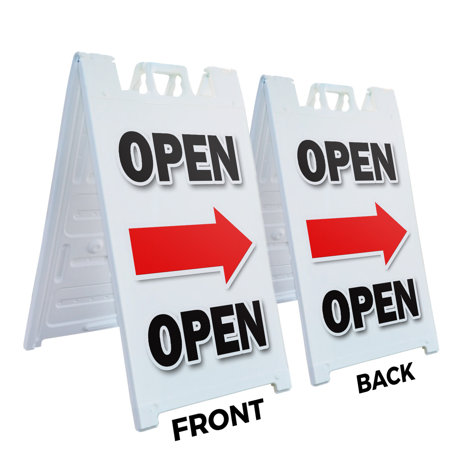 A-frame Sidewalk Giant Open With Arrow 24″ x 36″ Double Sided A-Frame Sidewalk S