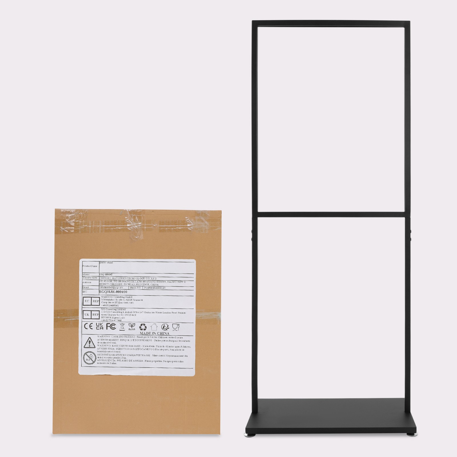 Rectangular Metal Advertising Display Stand Freestanding Poster Display Stand
