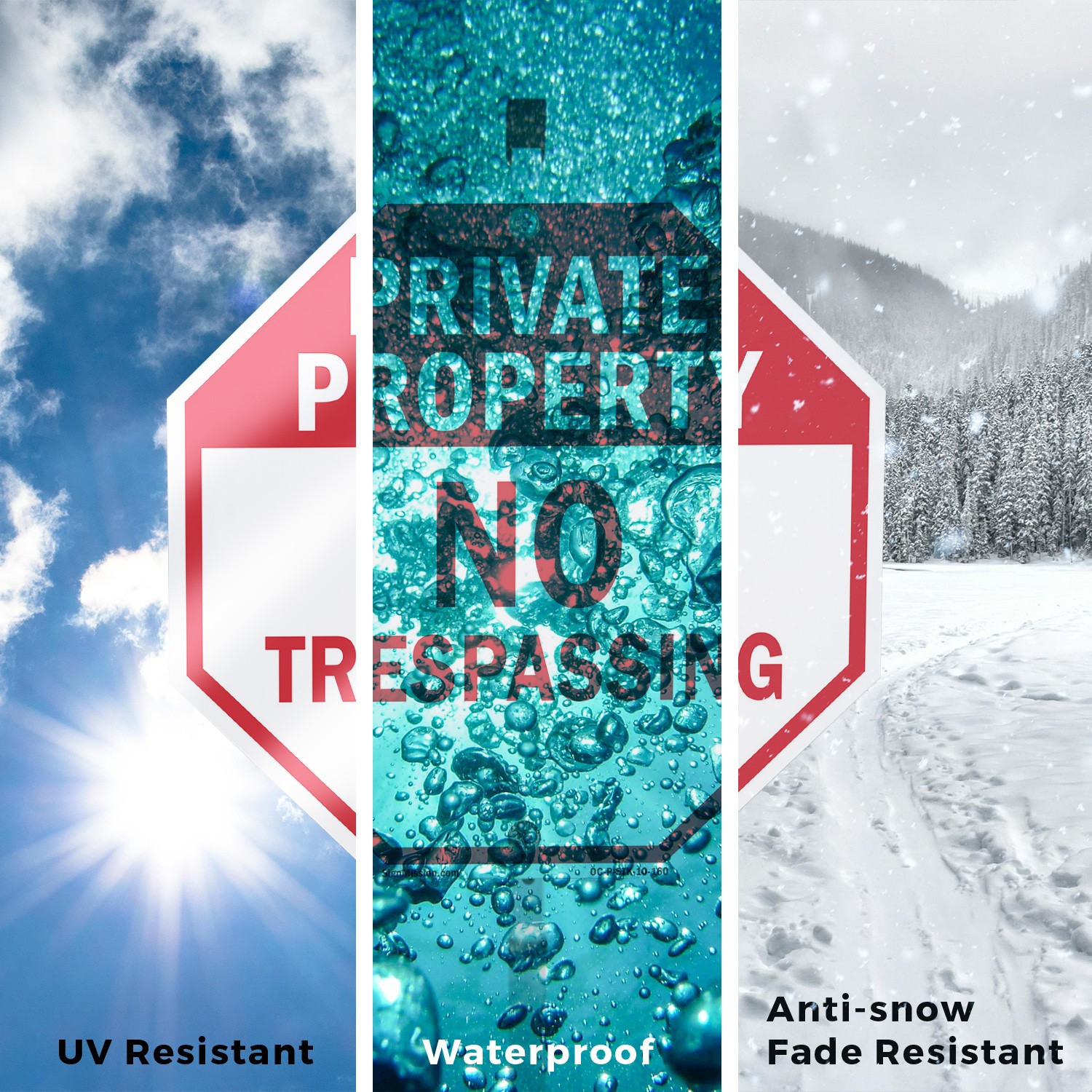 Private Property No Trespassing Octagon Sign With Stake Weather Resistant