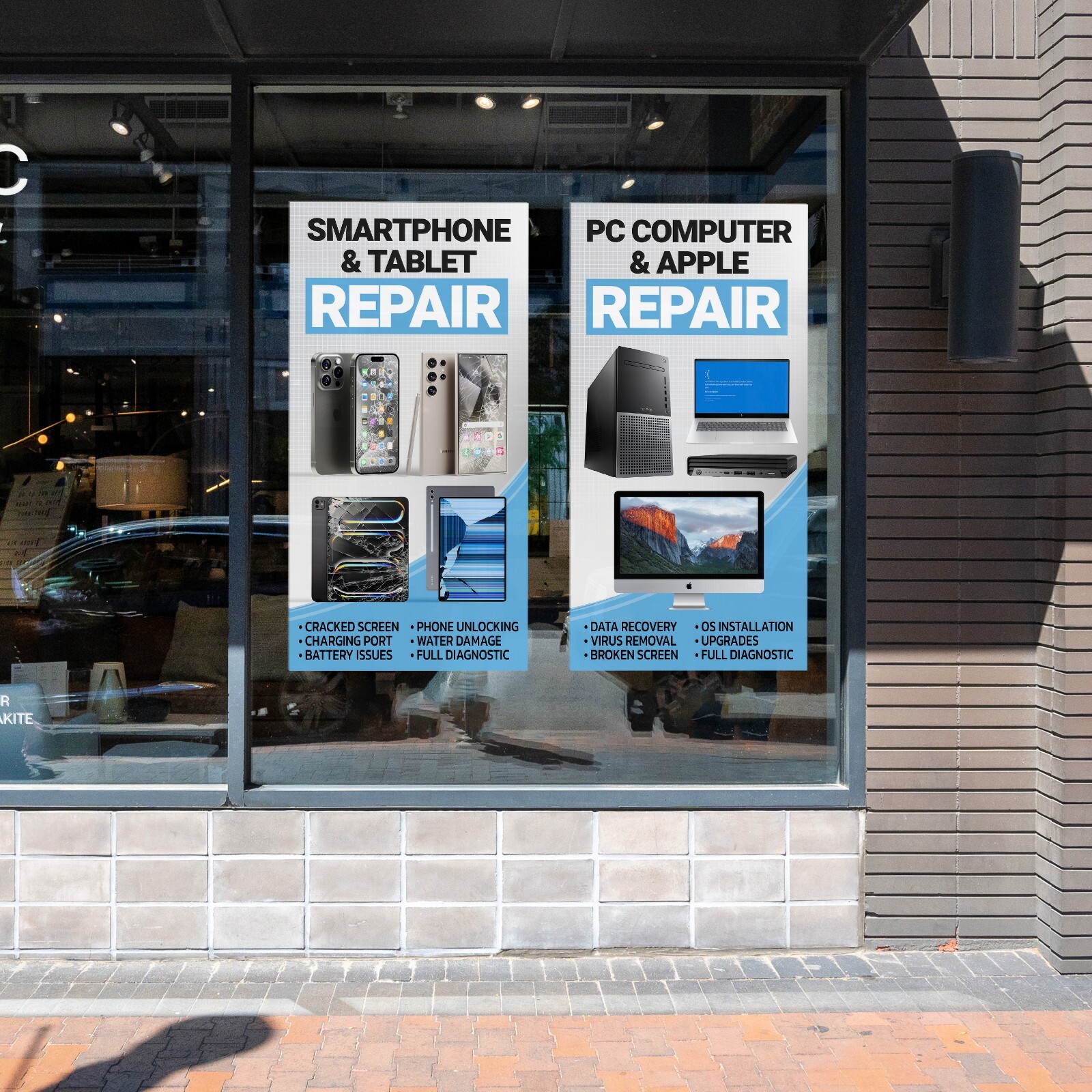 Smartphone Computer PC Apple Repair Banner Poster Sign Window Wrap iphone Mac