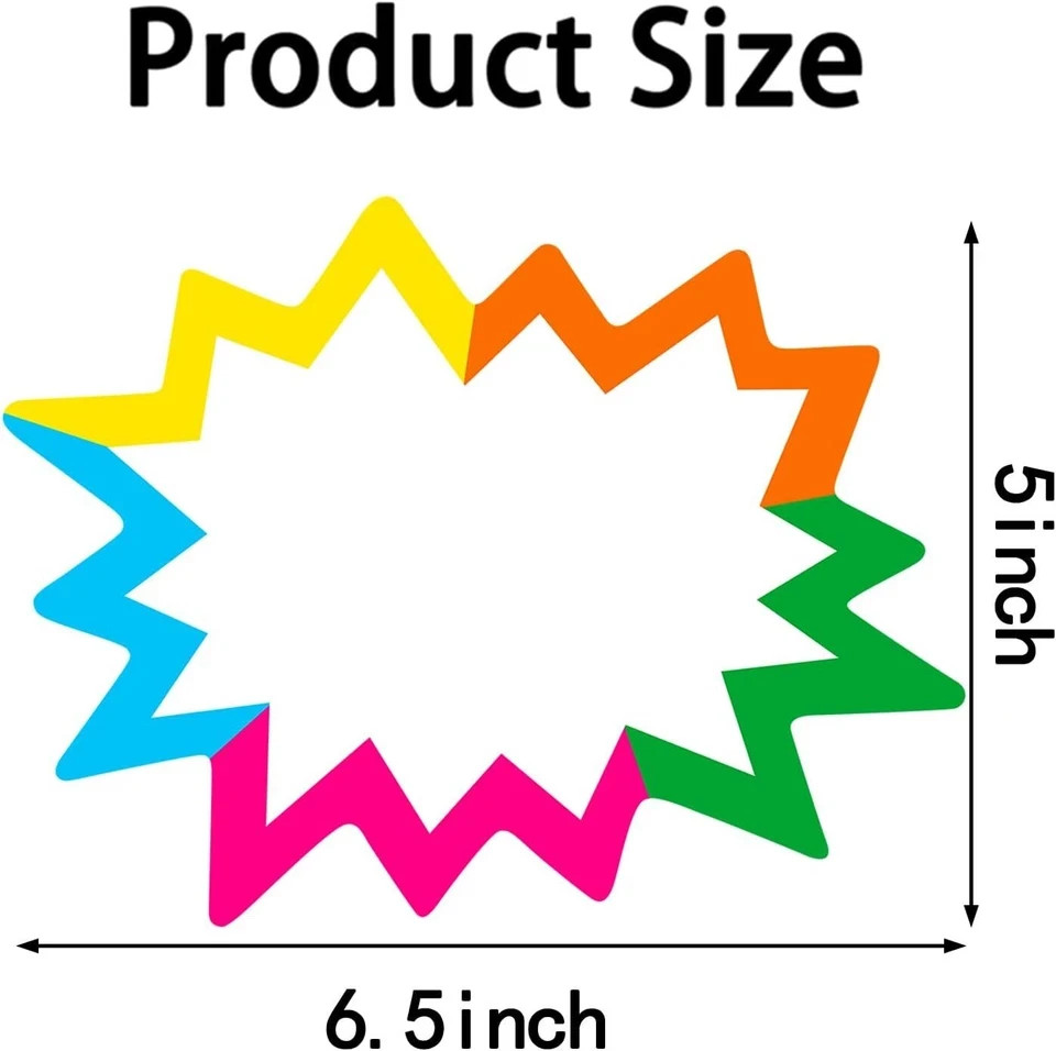 200 Pcs Blank Star Burst Retail Sale Signs Price Label Tags for Garage Sales