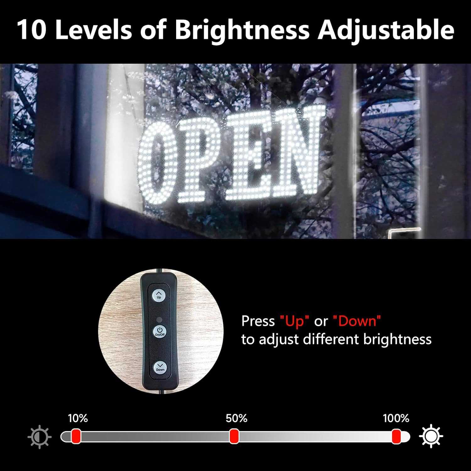 40″X14″ Extra Large LED Open Signs for Business with Remote Controlled, 10 Level