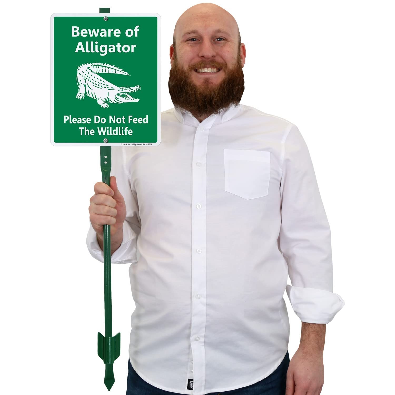Beware of Alligator Lawn Sign – Do Not Feed Wildlife, 12x10in, Rustproof Aluminu