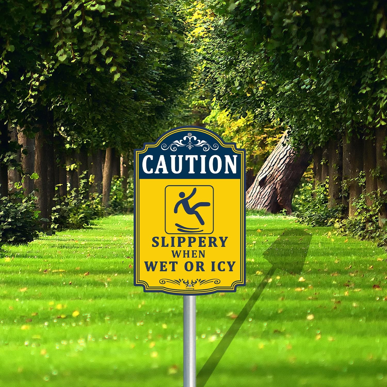 Caution Slippery When Wet Icy Sign 12×8 Inch Reflective Aluminum Signs 2 PCS
