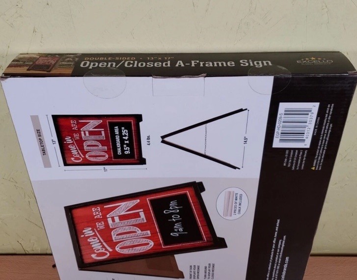Excello Global Products Double-Sided Wood Magnetic Chalkboard A-Frame Sign 13×17