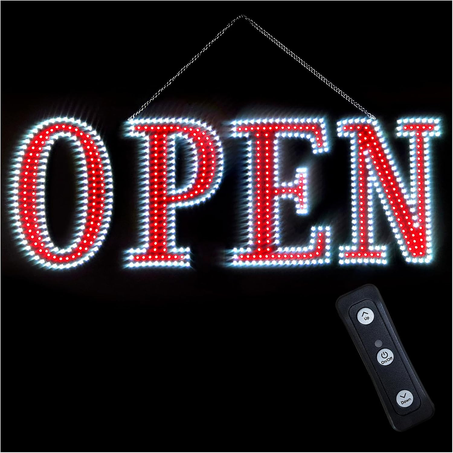 40″X14″ Super Bright LED Open Sign with Remote, 10 Brightness Levels