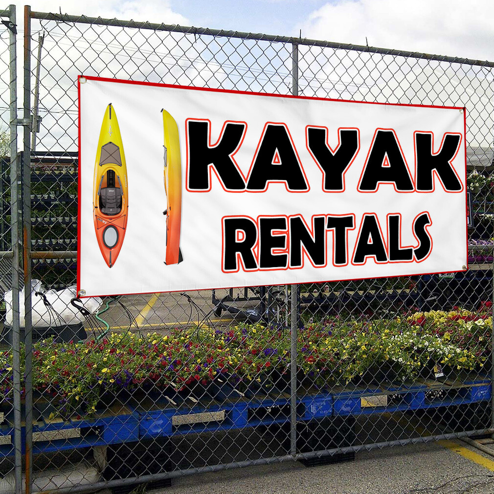 Vinyl Banner Multiple Sizes Kayak Rentals Weatherproof Industrial Yard Signs