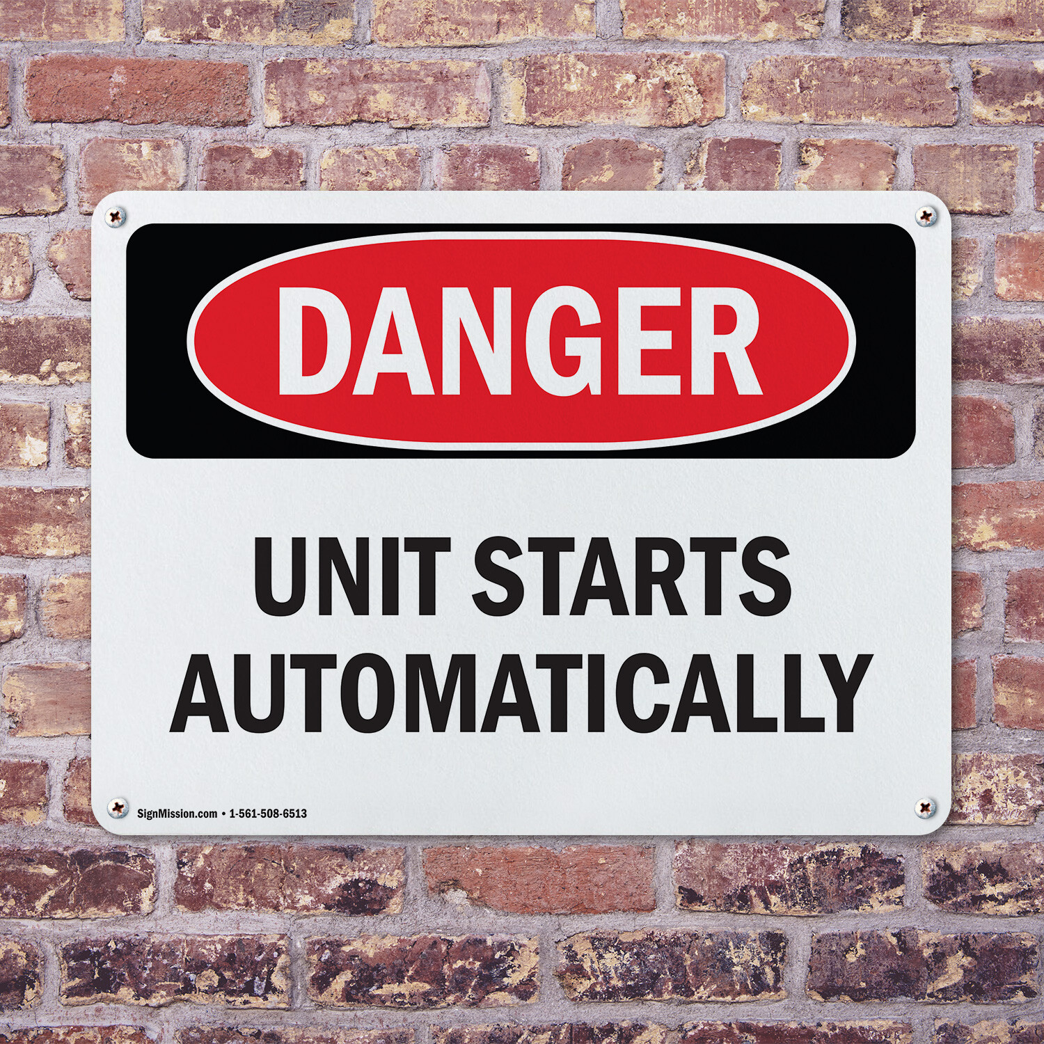 (2 Pack) Unit Starts Automatically OSHA Danger Sign Decal Metal Plastic