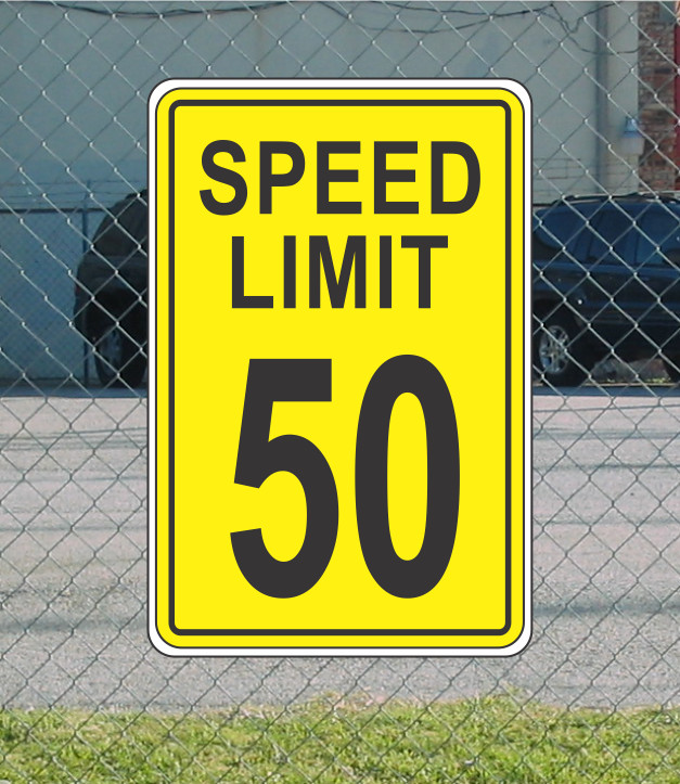 Yellow Speed Limit 50 Metal Sign for Street Road Highway Parking Lot 12″x18″ mph