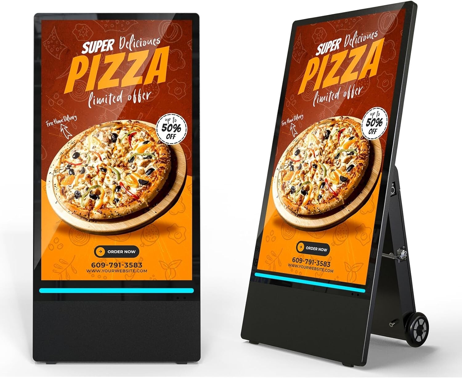 43 inch Rechargeable Portable Outdoor Digital Signage Displays IP55 Waterproof