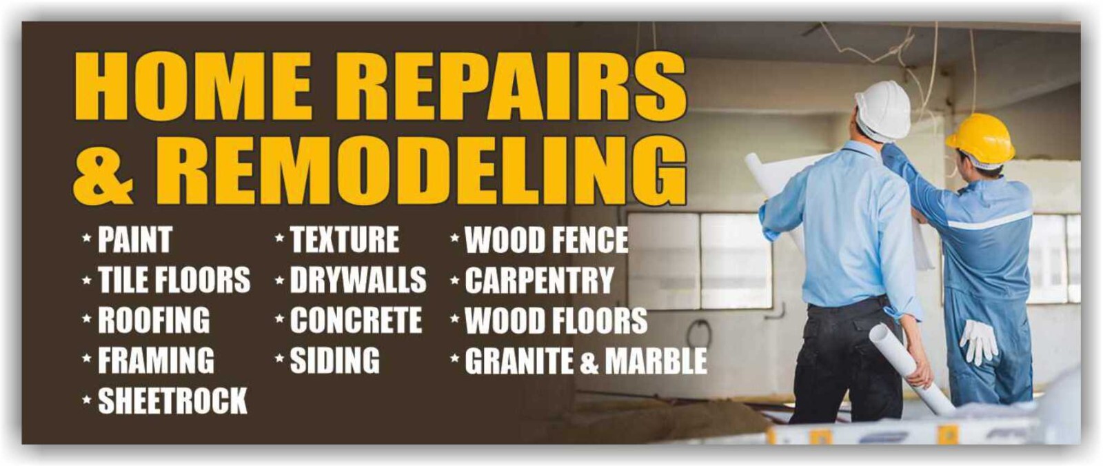 HOME REPAIRS REMODELING Advertising Banner Vinyl Mesh Sign paint tile floors
