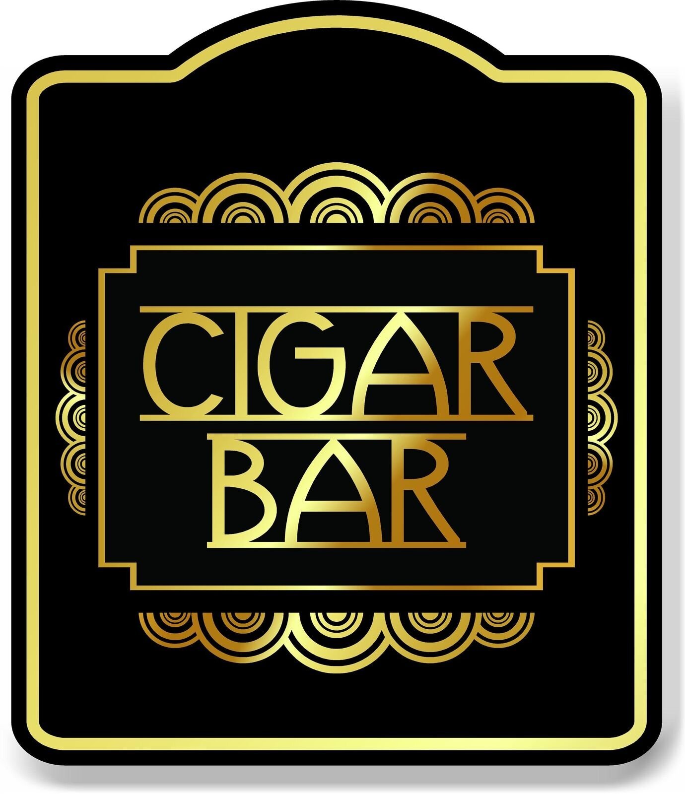 Cigar Bar Retro Geometric Ornaments BLACK Aluminum Composite Sign