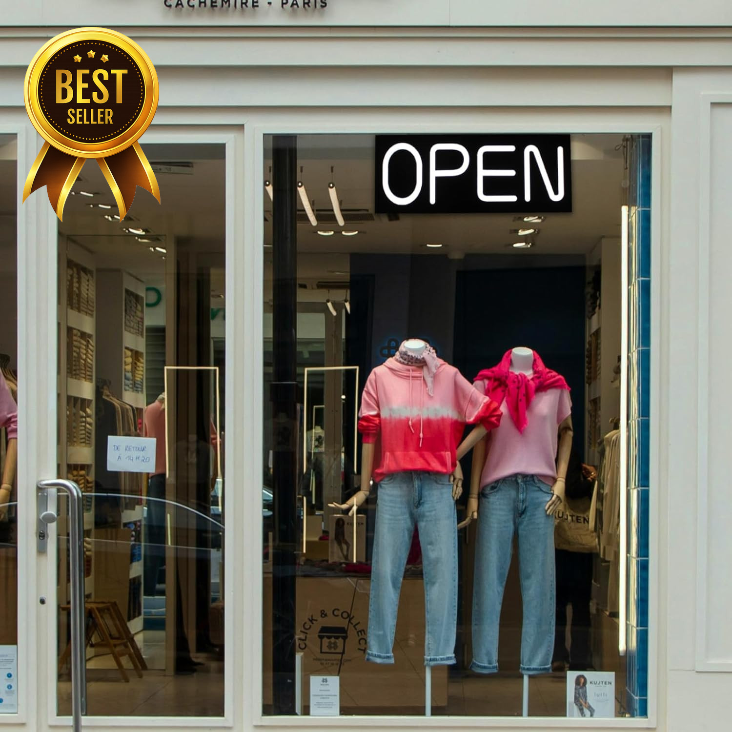 Outdoor Waterproof LED Open Sign 19.7×8 Ultra Bright Business Display