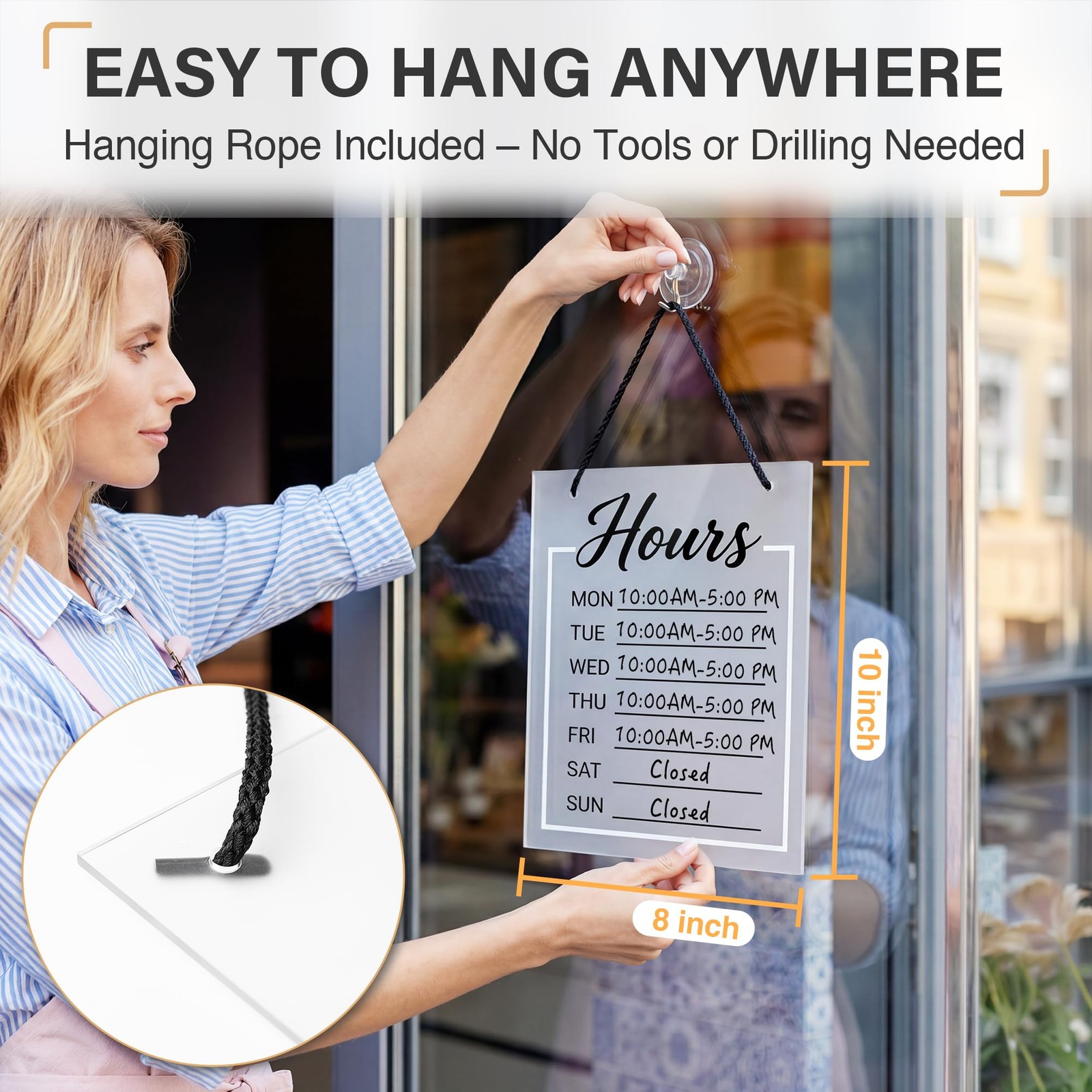 EliteSign Business Hours Sign Customizable, Dry Erase Store Hours Sign with R…