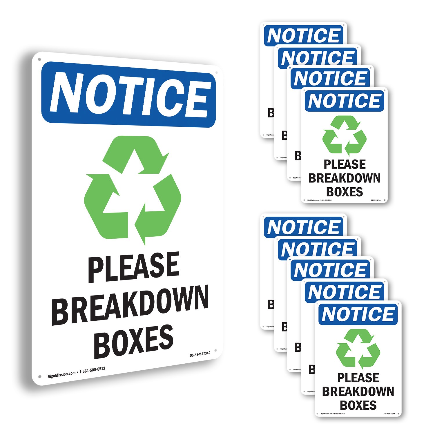 Please Breakdown Boxes OSHA Notice Sign Metal, Plastic, Or Decal – 5 or 10 Pack