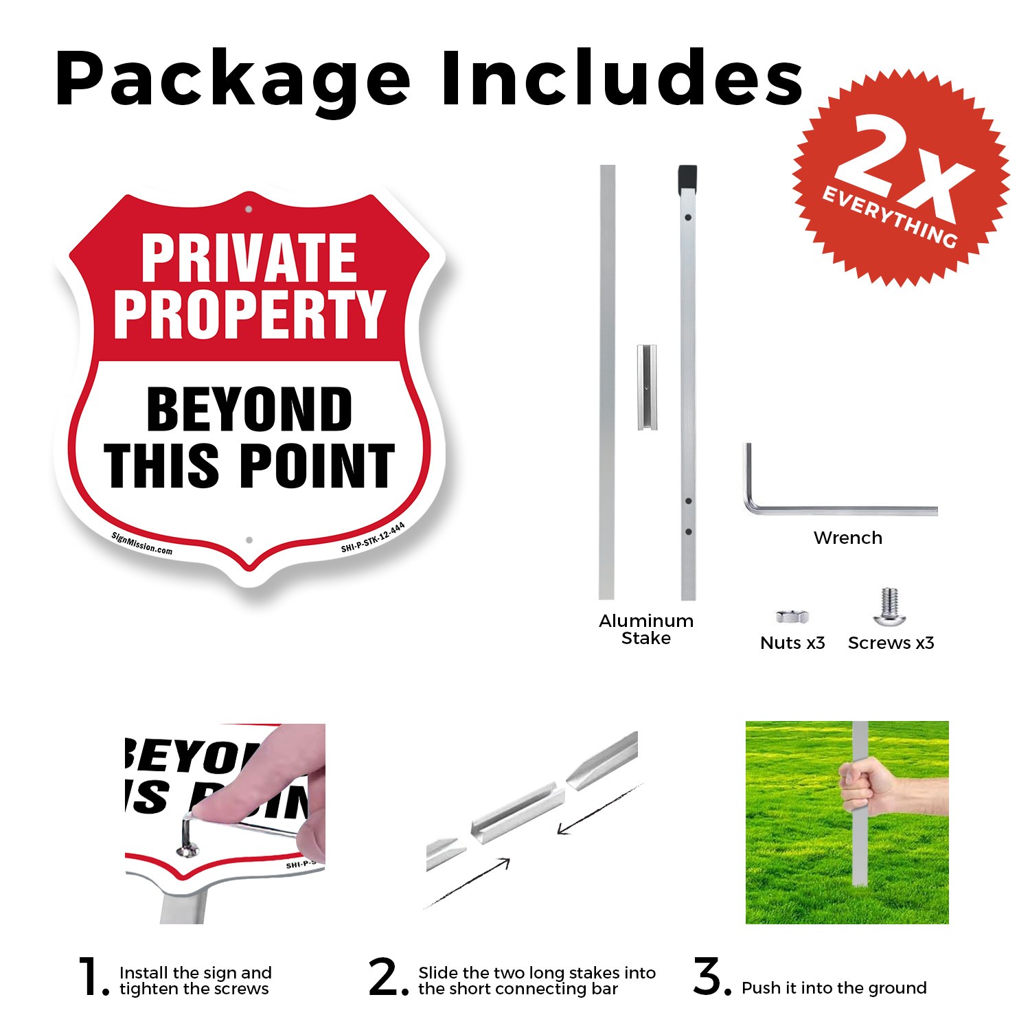 Private Property Shield Sign Private Property Beyond Thi Shield Sign With Stake
