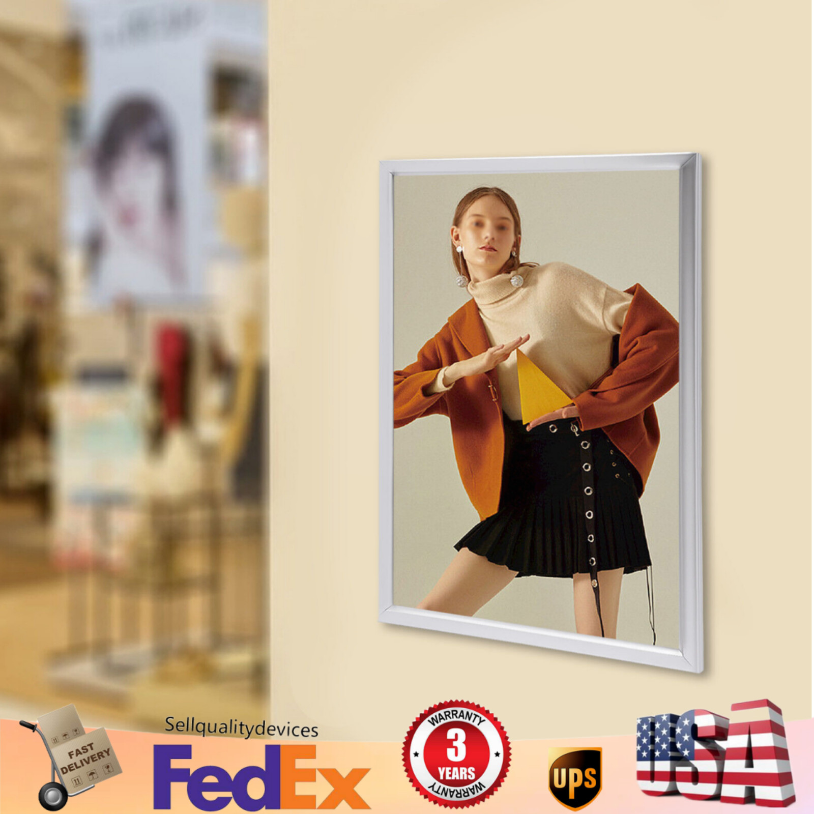 24″x36″ LED Backlit Poster Frame Art Picture Light Box Advertising Display Frame