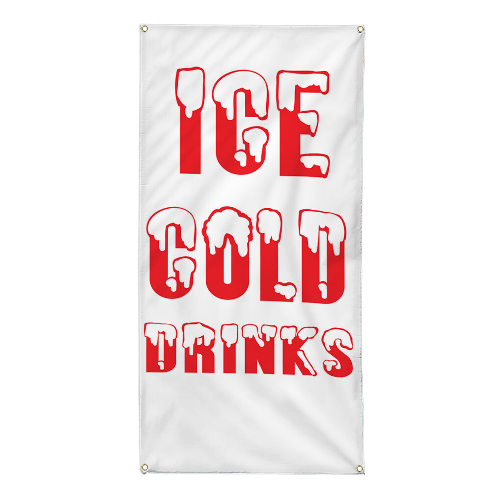 Vertical Vinyl Banner Multiple Sizes Ice Cold Drinks Restaurant Food Bar D