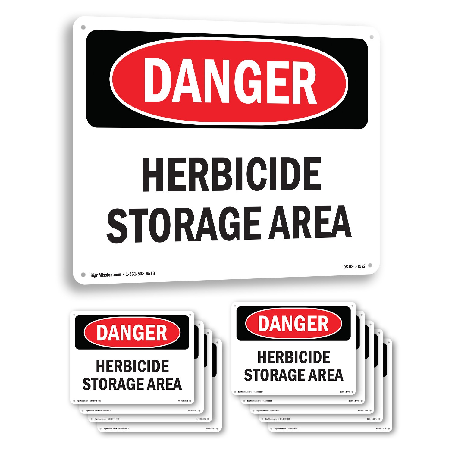 Herbicide Storage Area OSHA Danger Sign Metal, Plastic, Or Decal – 5 or 10 Pack