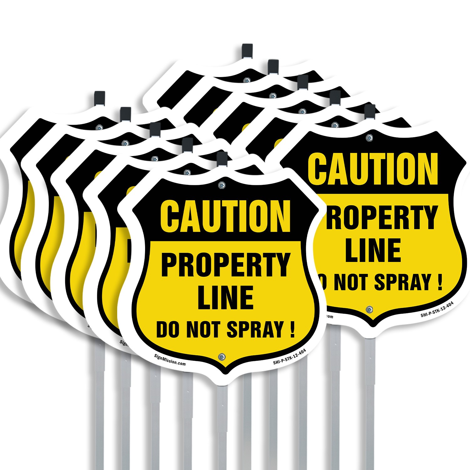No Spray Shield Sign Caution Property Line Do Not Spray Shield Sign With Stake