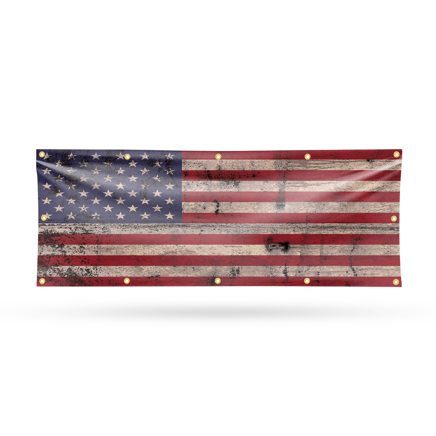 Rusty American Flag Vinyl Banner Sign with Metal Grommets Heavy-Duty