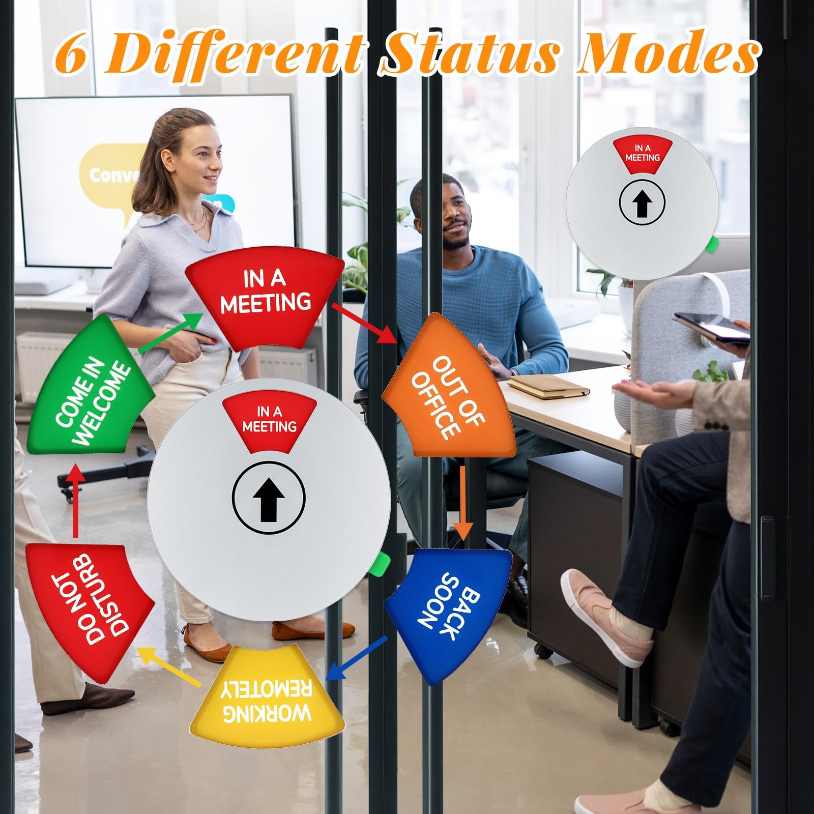 Office Door Sign, White Rotating Status Door Sign with 6 Options – Do Not Dis…