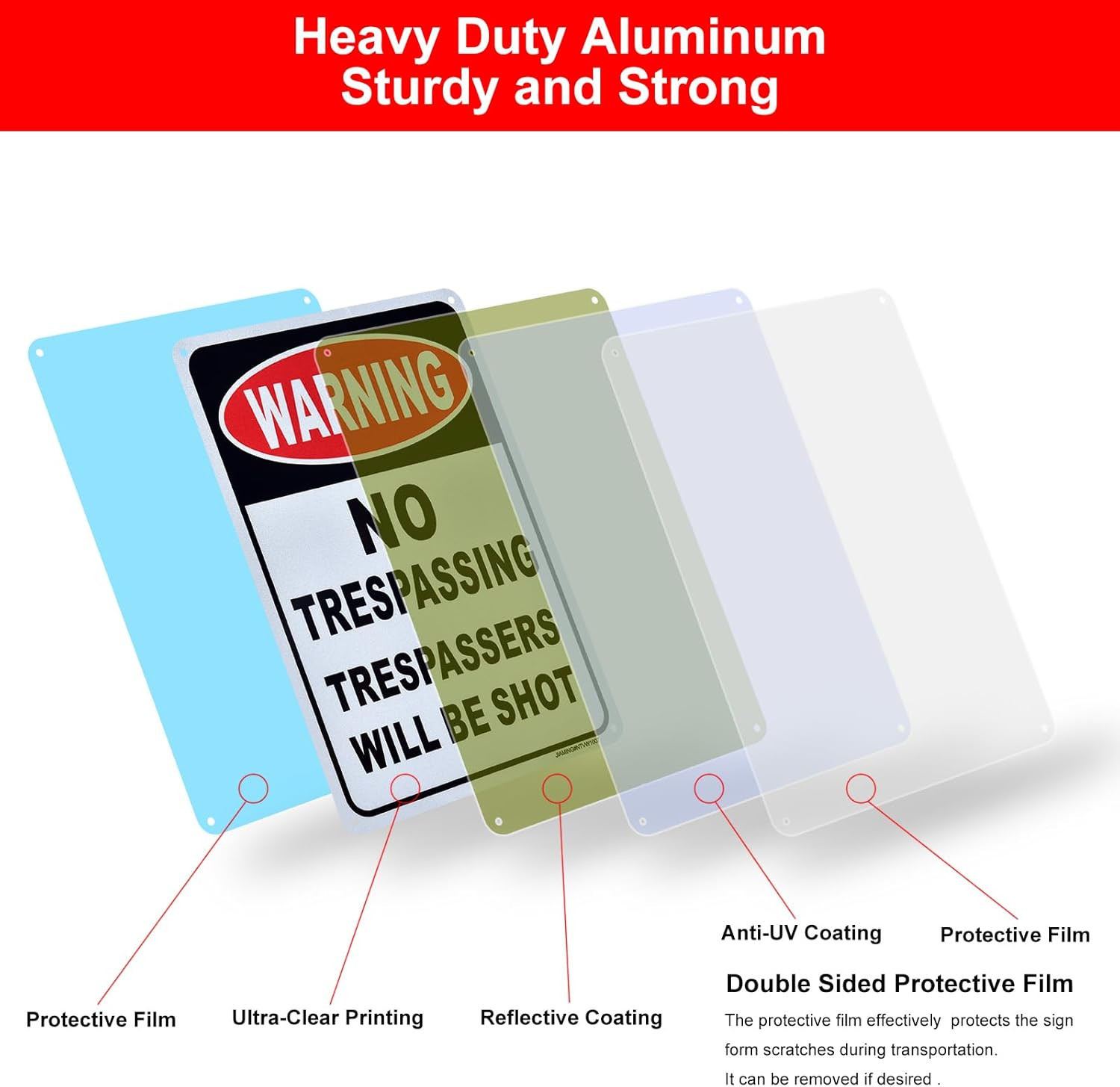 2 Pc Danger Trespasser Will Be Shot Sign Reflective No Trespassing Aluminum 10×7