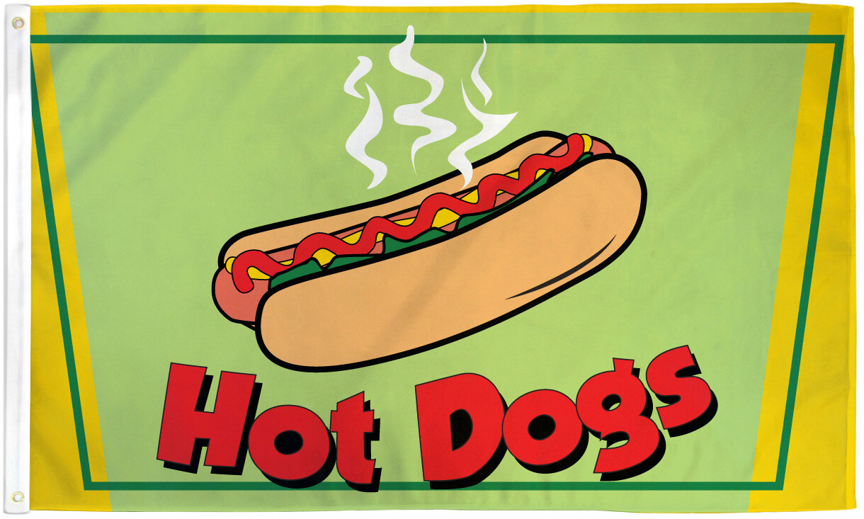 Hot Dog Flag 3x5ft Hotdogs Banner Bandera de Comida Food Concessions Flag