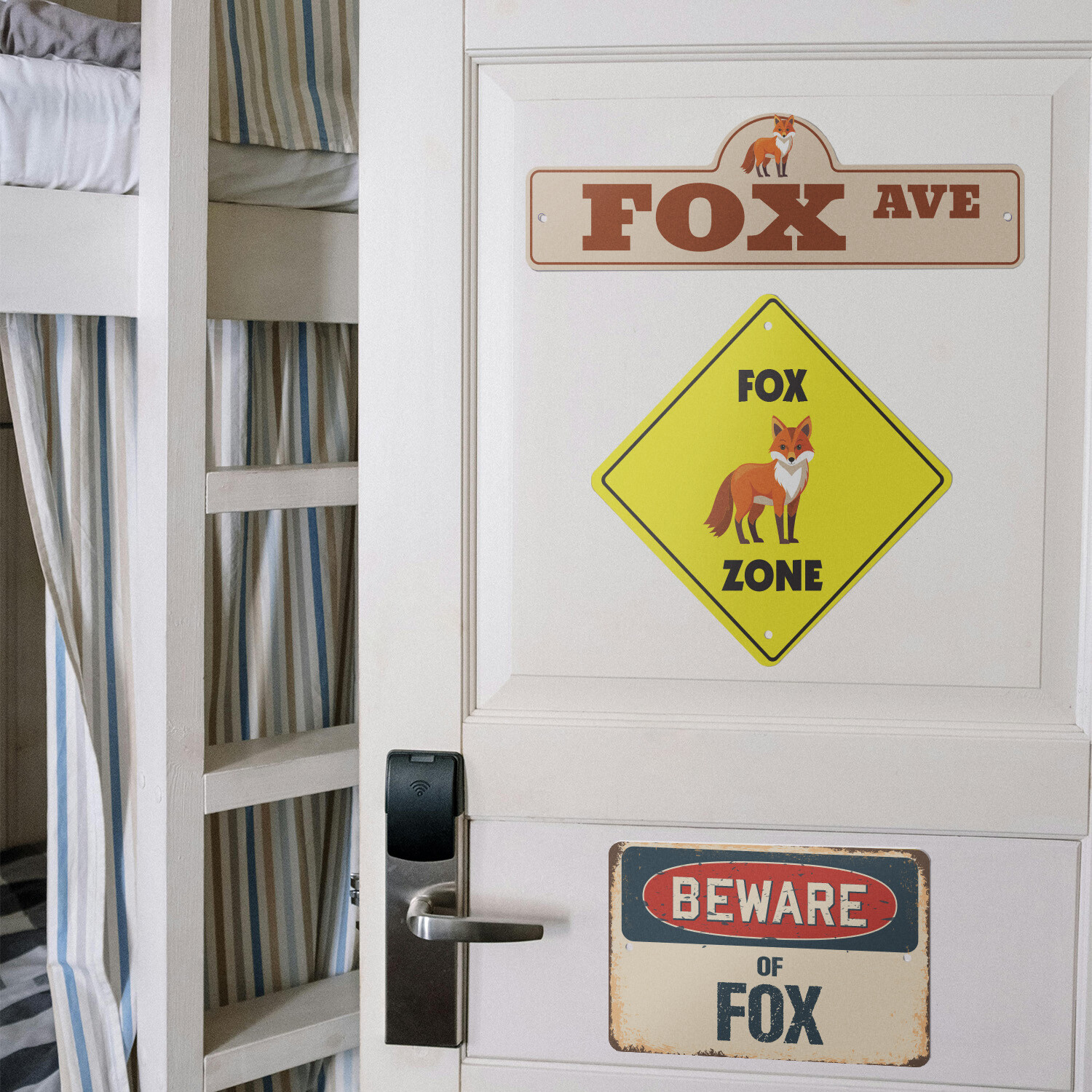 Fox (3 Pack) Plastic Street Sign Crossing Warning Vintage Rustic Beware