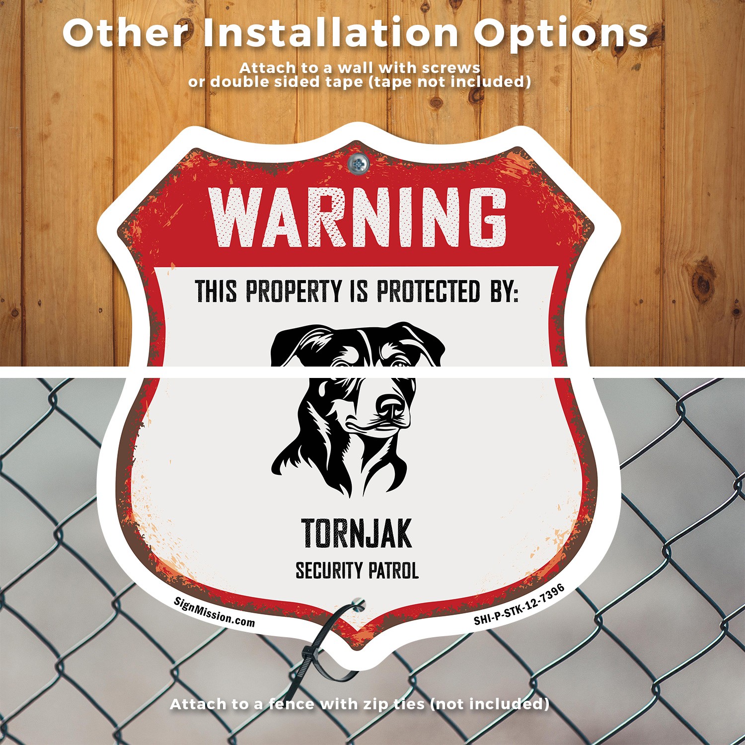 Warning This Property is Protected by Tornjak Made in th Shield Sign With Stake