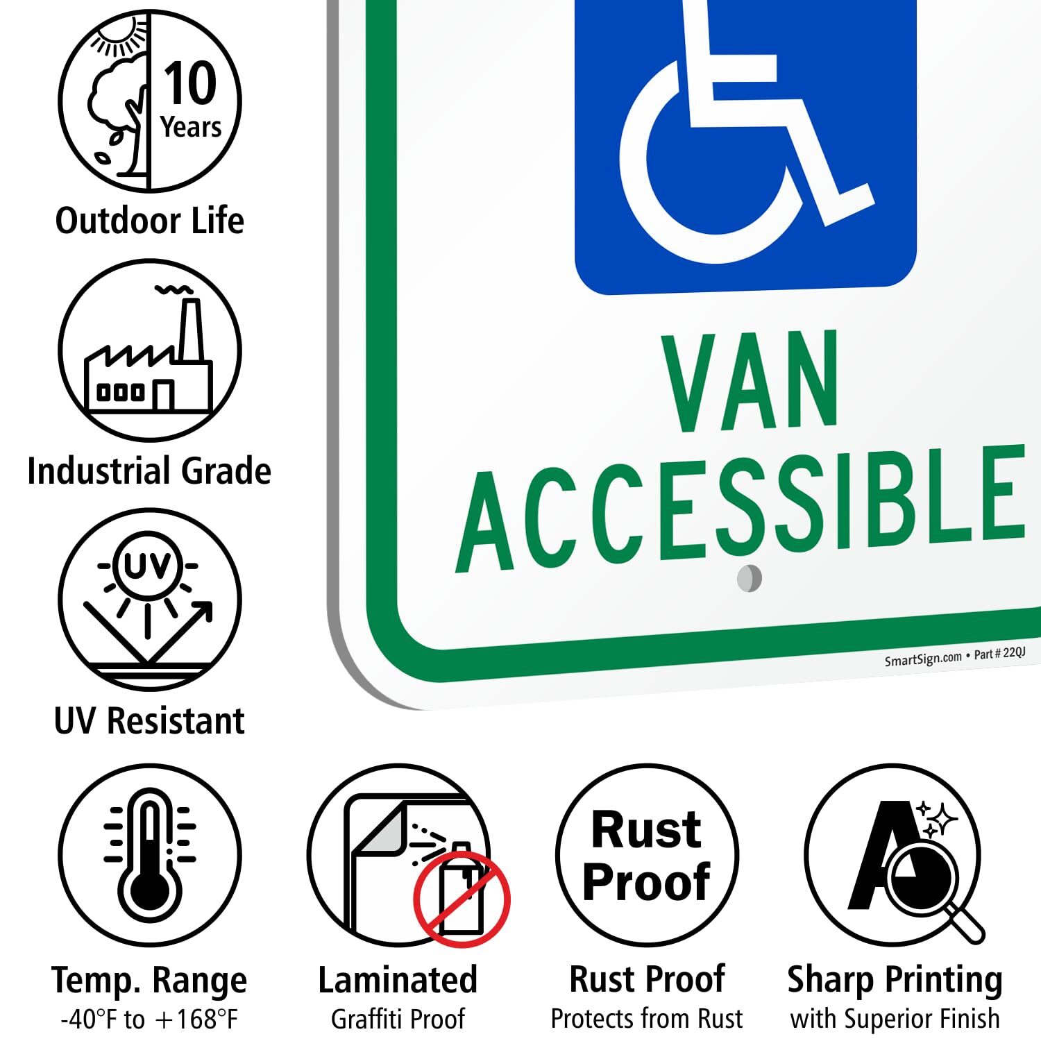 12×18 inch “Reserved Parking – Van Accessible” Handicap Parking Sign Aluminum