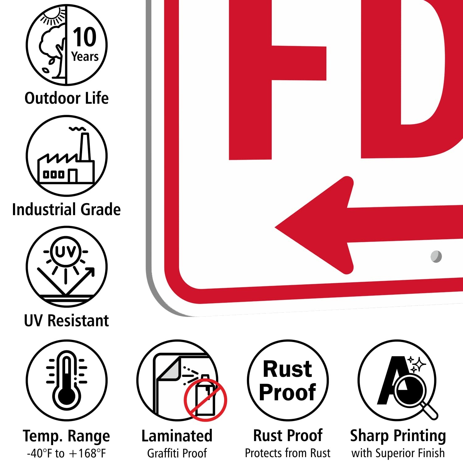 12×18 Inch FDC Fire Department Connection Metal Sign Left Arrow Aluminum