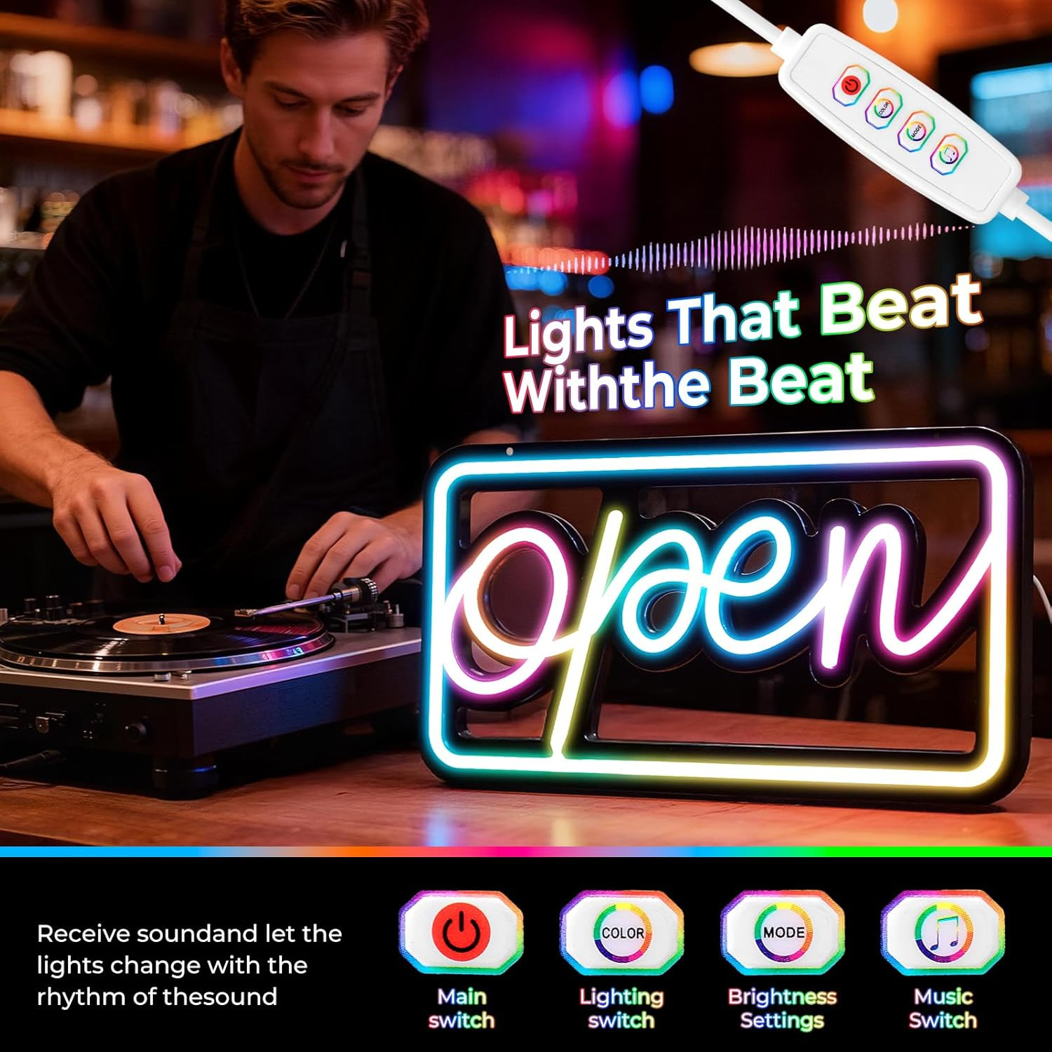 Led Open Signs for Business,Colorful and High Brightness LED and Remote Control,