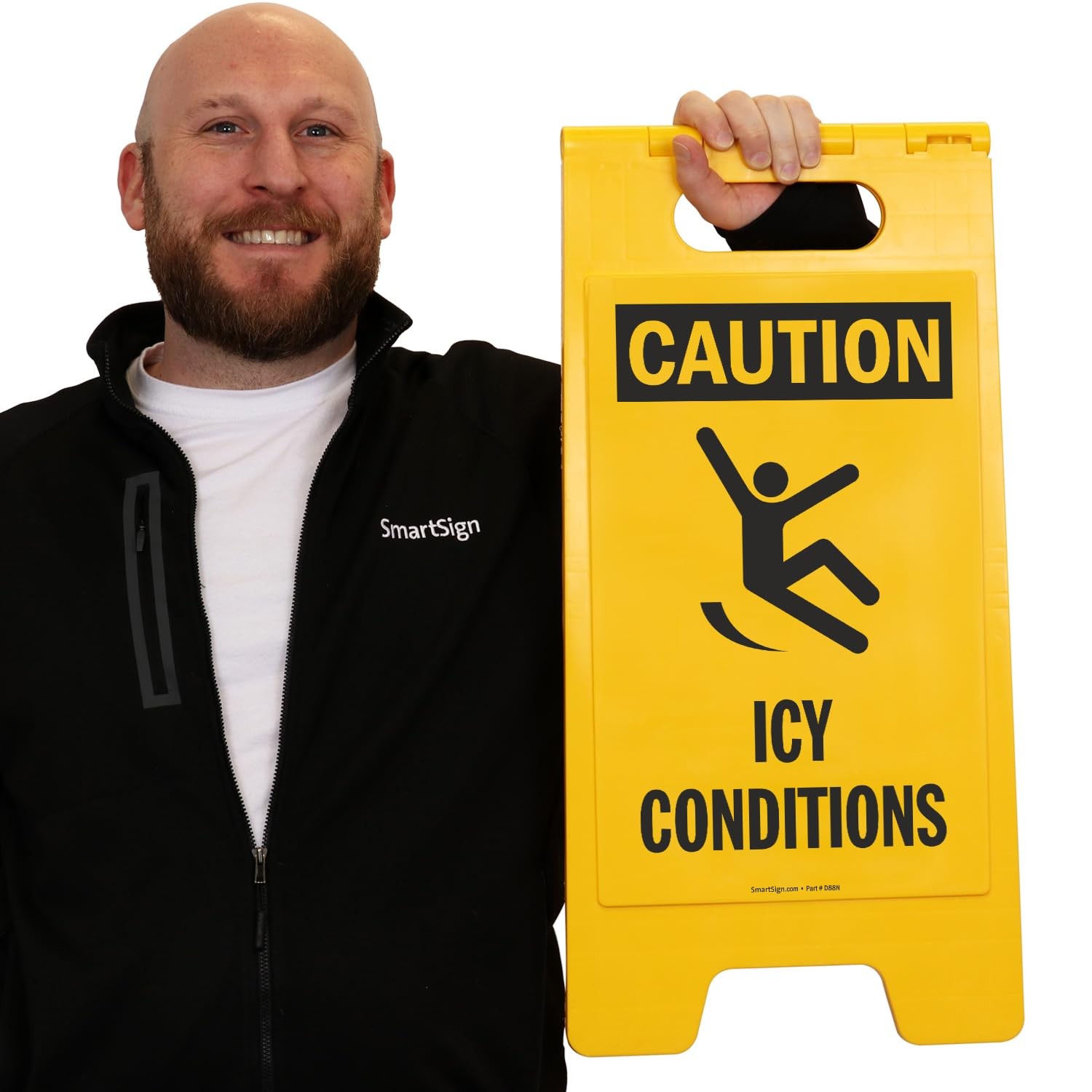 25×12 Inch Caution Icy Conditions TwoSided Folding Floor Sign 1 PC
