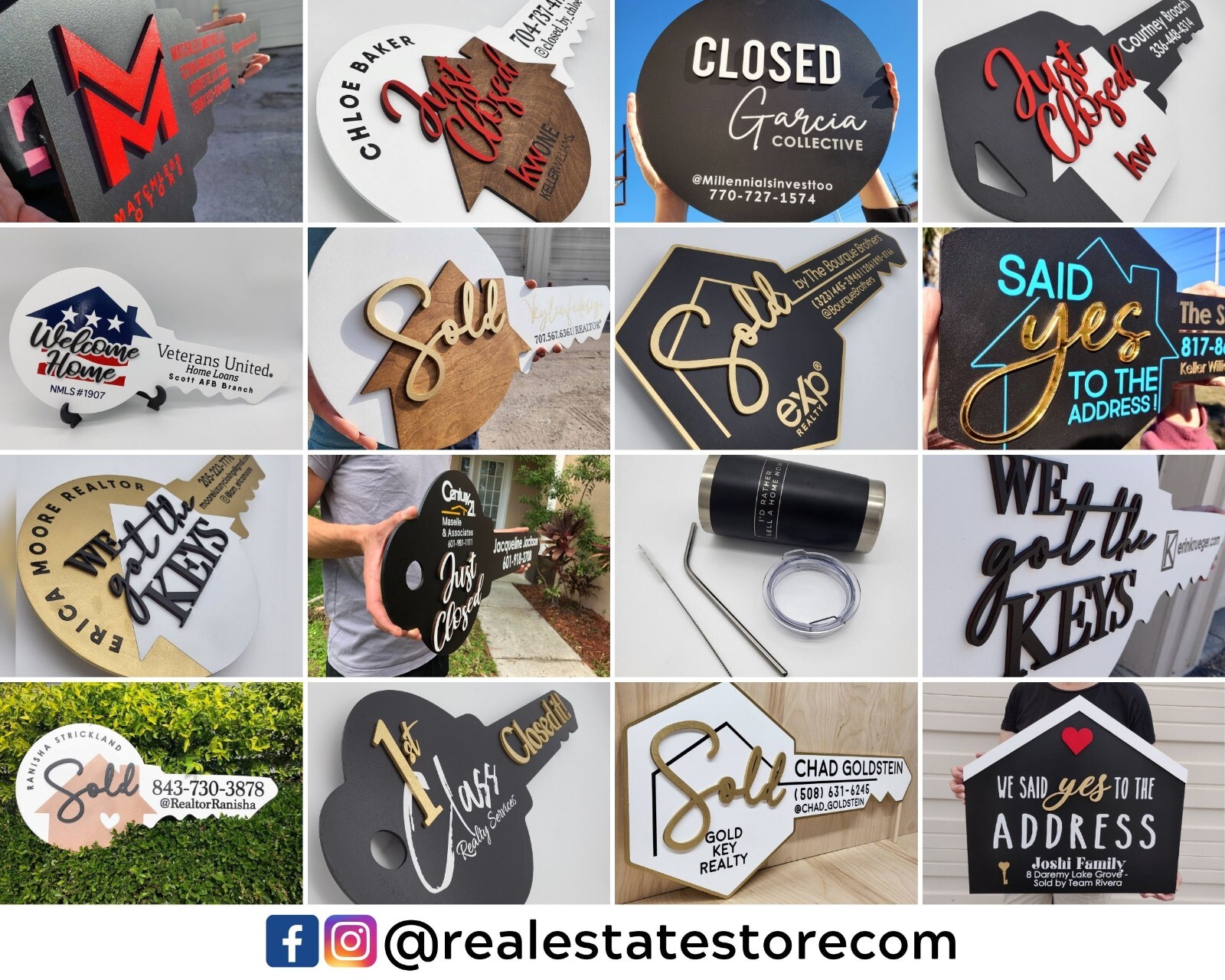 Blue Sold Key Sign for Realtors Prop Closing