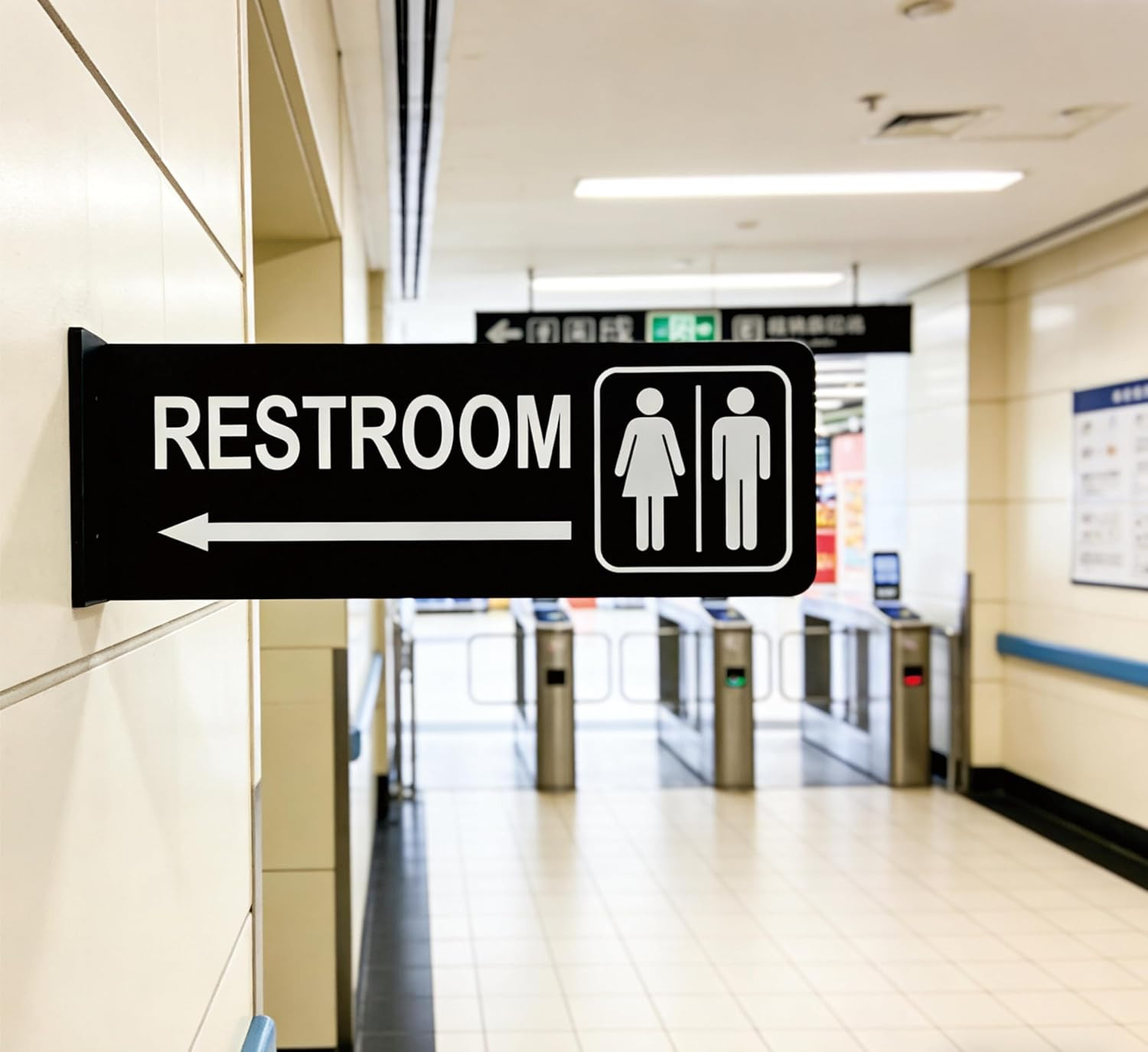 Commercial Double-Sided Restroom Sign – Restroom Sign with Arrow – Wall-Mounted